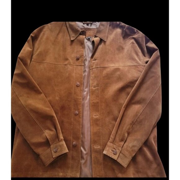 Mens Vtg Brown 100% Leather Button-Up Jacket With Lining & Inside Pocket - Picture 2 of 11